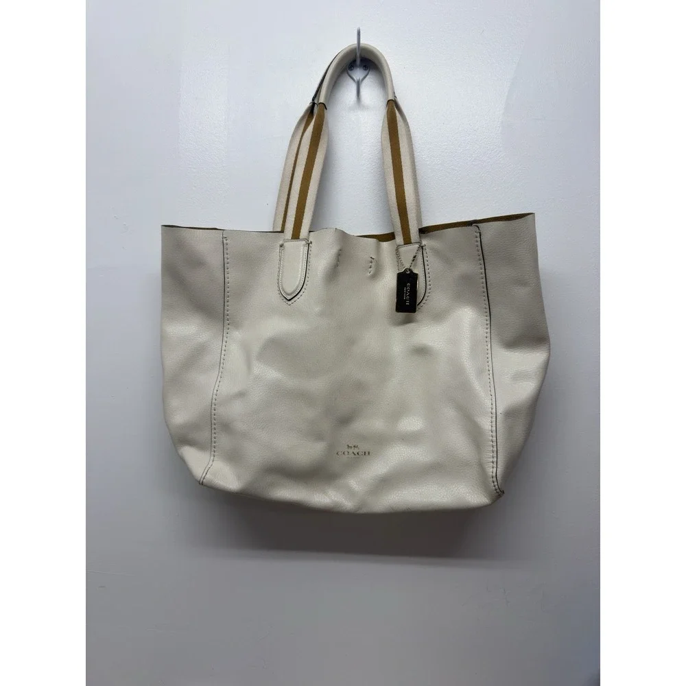 Coach F58660 Soft Chalk Pebble Leather Derby‎ Tote $298 MSRP #12
